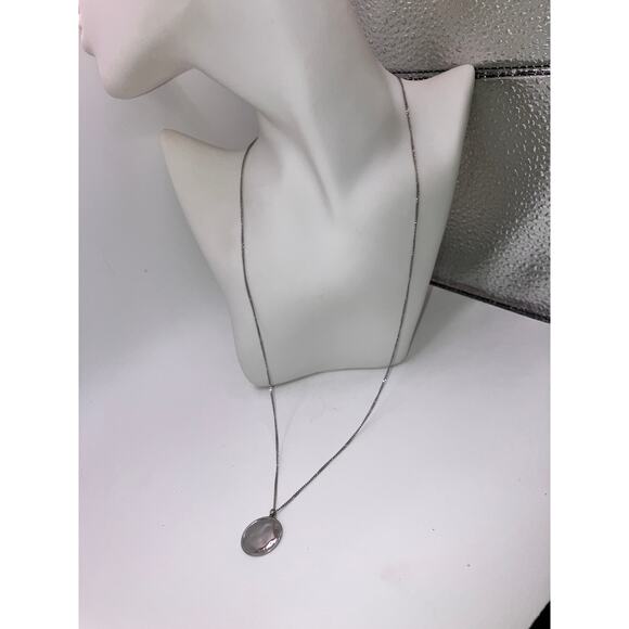 Silver-Tone Hammered Round with Edge Pendant 24.25" Necklace! - Picture 4 of 13